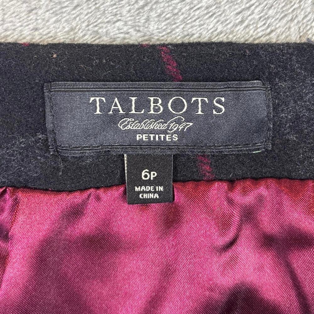 Talbots Plaid Wool Blend Skirt Womens 6P Petite Black Red Lined Classic - Picture 3 of 8